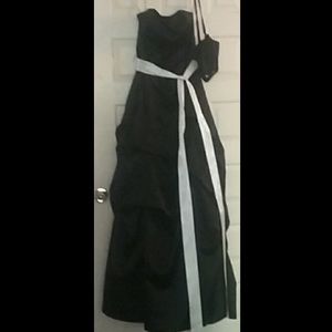NWOT!! Black Satin Formal Gown + matching clutch!!